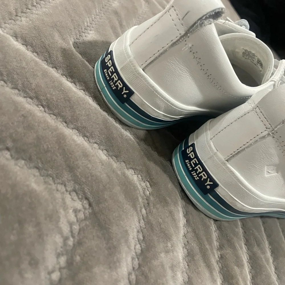 Sperry Blue and White Canvas Sneakers with Layered Sole - Picture 4 of 4